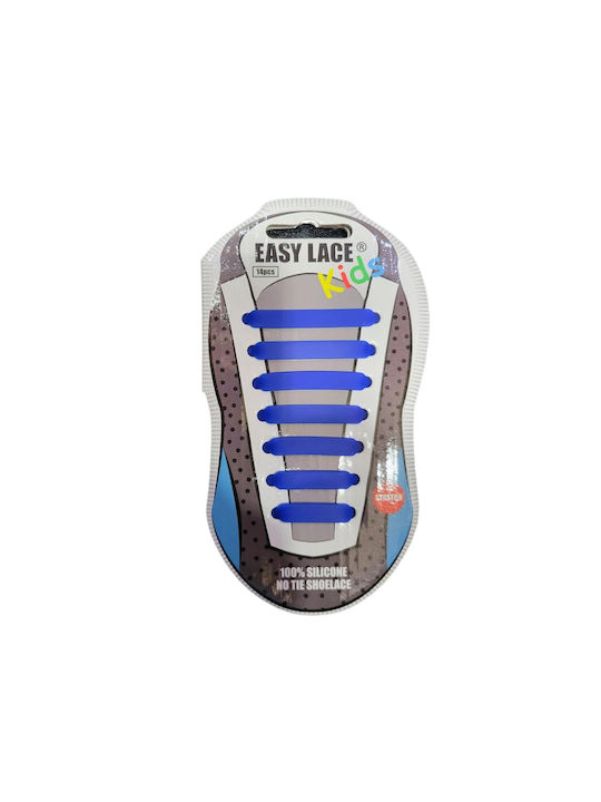 Easy Lace Kids Κορδόνια Παπουτσιών Ελαστικά Σιλικόνης 14τμχ One Size Μπλε