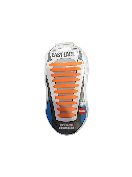 Easy Lace Κορδόνια Παπουτσιών Ελαστικά Σιλικόνης 20τμχ One Size Πορτοκαλί