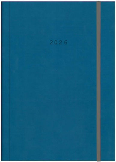 Next Velvet Daily Agenda 2026 Blue Leather 14x21cm