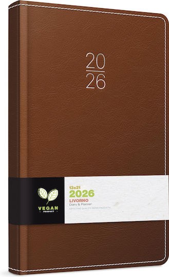 Gipta Diary Livorno 2026 Daily 13×21 Light Brown 626-1513-93