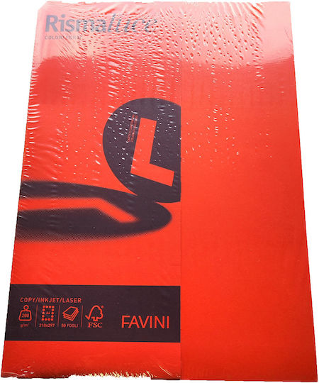 Favini 50 Φύλλα Rismaluce 200g/m2 Άλικο 61 21x29,7 A4
