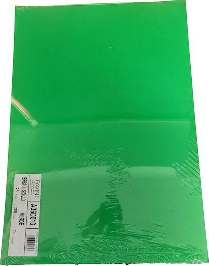 Favini 25 Cardstocks 200g/m2 Bristol Color Sigillo Green 60 35x50 T3