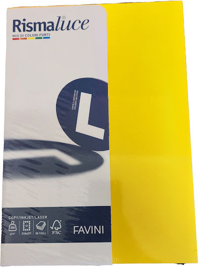 Favini Favini 50 Sheets Rismaluce 200g/m2 Mix 5 Bright Colors 21x29.7 A4
