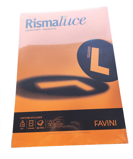 Favini 200 Foaie Rismaluce 140g/m2 Portocaliu 56 29,7x42 A3