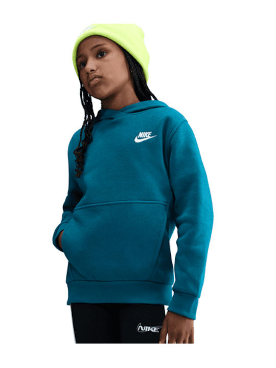 Nike Kids Sweatshirt with Hood and Pockets Blue