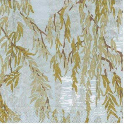Xαρτοπετσέτες Cocktail Willows Silver 12.5x12.5cm Caspari 20 Tεμάχια