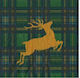 Xαρτοπετσέτες Cocktail Reindeer Tartan Green 12.5x12.5cm Caspari 20 Tεμάχια