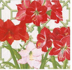 Xαρτοπετσέτες Luncheon Amaryllis Conservatory 16.5x16.5cm Caspari 20 Tεμάχια