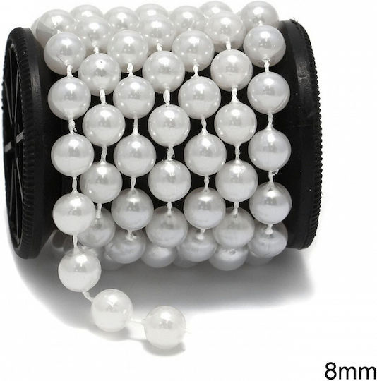 Plastic Pearl Pattern 8mm 233100208 White 1 Meter