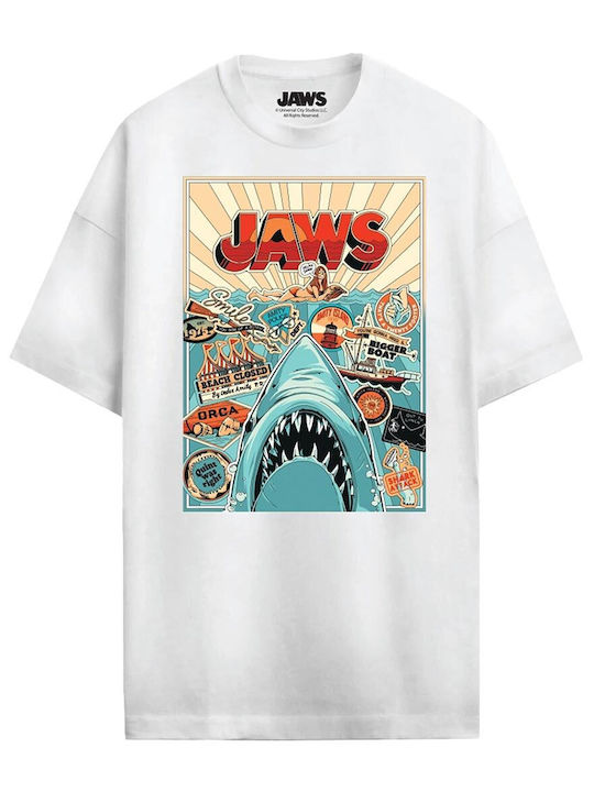 Cotton Division Jaws Arist Poster Oversize T-shirt White Mjats004