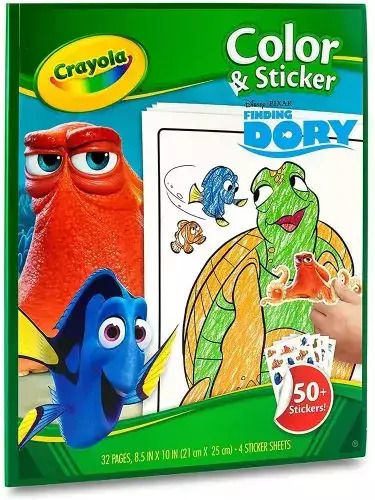 Crayola Finding Dory Комплект За Рисуване 220075 2-61 32 Оцветяващи Картини 50 Стикера 21x25 См