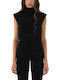Women's Crop Top Sleeveless with Zipper Floral Black