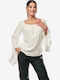 Γυναικεία Μπλούζα Off-Shoulder Εκρού