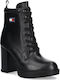 Leder Stiefeletten Damen Schwarz