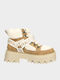 Leder Stiefeletten Damen Beige