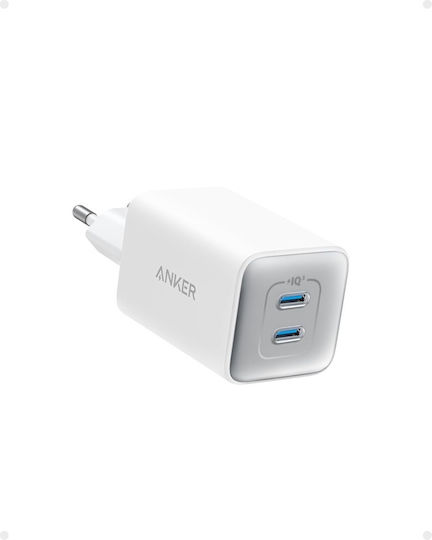 Anker Φορτιστής Χωρίς Καλώδιο GaN με 2 Θύρες USB-C 47W Λευκός (523)