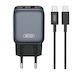 XO с USB-A порт и USB-C порт и кабел USB-C - USB-C 20W Quick Charge 2.0 / Quick Charge 3.0 Черен (L154)
