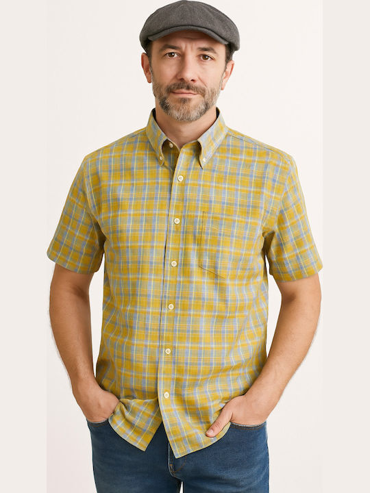Short-sleeved Shirt Checked Beige