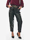 Damen Stoff Hose mit Gummizug Black