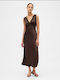 Sommer Midi Wickel Damenkleid Terra Braun