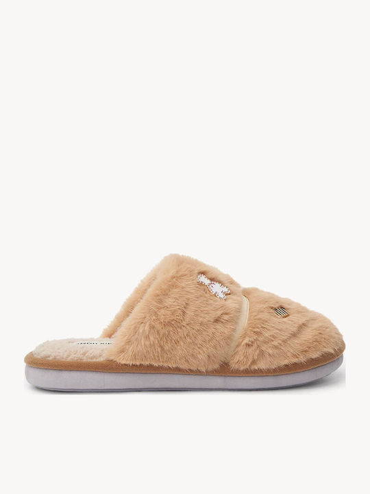 Tan Fur Slippers Decorative Elements