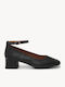 Schwarze Krokodilleder Pumps mit Riemen