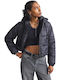 Women's Crop Puffer Jacket for Winter Black