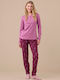 Noidinotte Winter Damen Pyjama-Set Burgundy