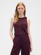 Short Women's Vest with Buttons Tuscan Red