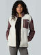 Women's Cardigan with Zipper Ecru/Brown