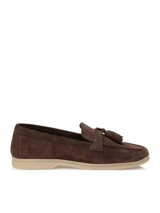 Leather Women's Moccasins in Brown Color