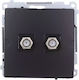 Simon Basic Antenna Jack Double Type F Frame Matt Black Bmaf2.01/49