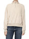 Damen Bluse Samt Ecru