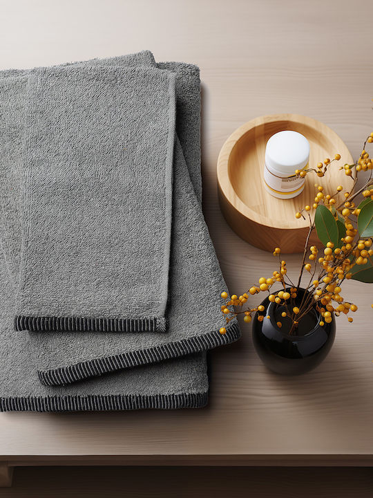 Beauty Home Σετ Πετσέτες Μπάνιου 3τμχ Art 3451 Γκρι Βάρους 450gr/m²