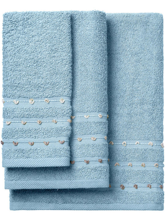 Beauty Home Set of Bath Towels 3 Pcs Art 3464 3464Set Light Blue Weight 450gsm
