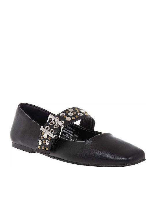 Synthetic Leather Pointy Ballerinas Black