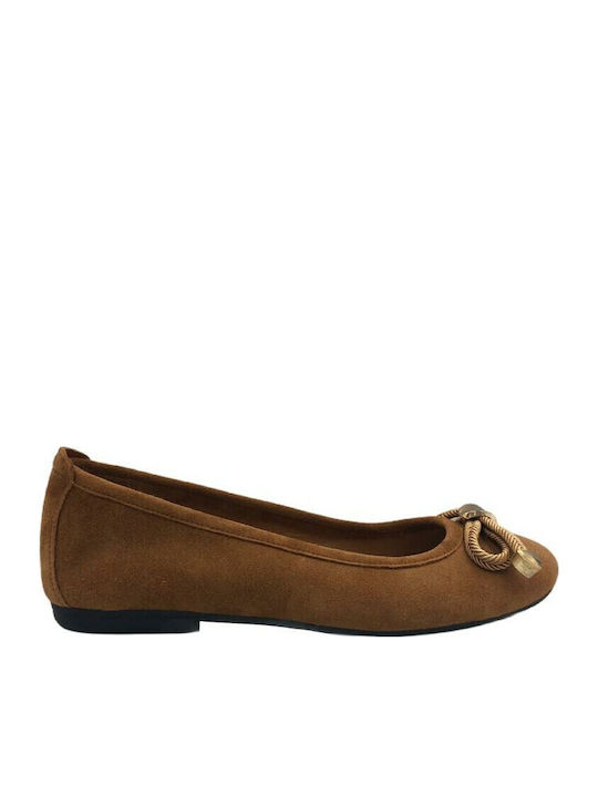 Suede Ballerinas Tabac Brown