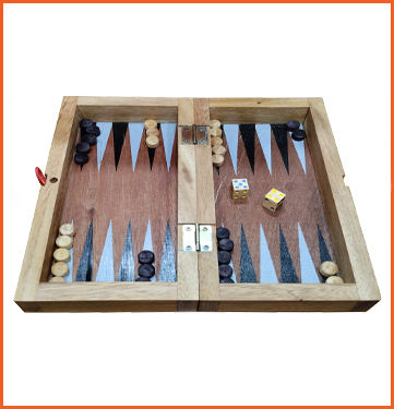Paradise Waterfalls Wooden Checkers & Dice Set for Backgammon Handmade