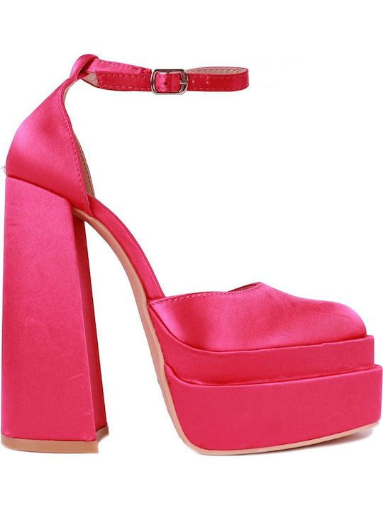 Fuchsia Heels with Strap