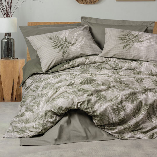 Cotton Box Duvet Cover Set Cotton Double with 2 Pillowcases 200x220 Box 4 Khaki
