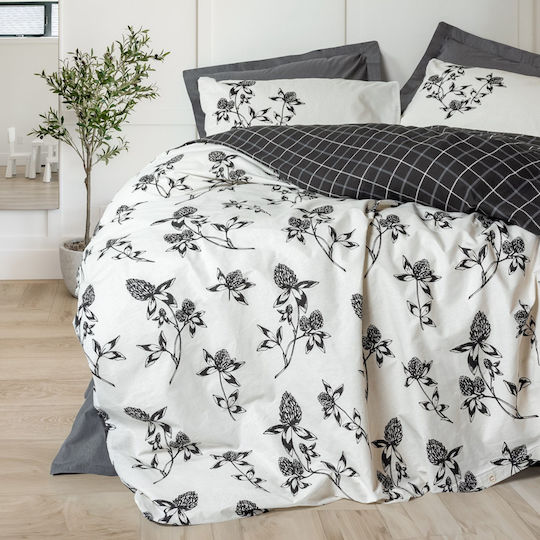 Cotton Box Duvet Cover Set Cotton Double with 2 Pillowcases 200x220 Box 4 Charcoal