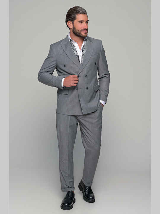 Oxford Men's Suit Slim Fit Gray