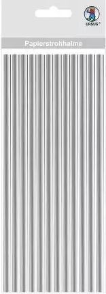 Papier Strohhalme Ursus 216902 2-55 24 Stück Silber 19,5x0,6 Cm