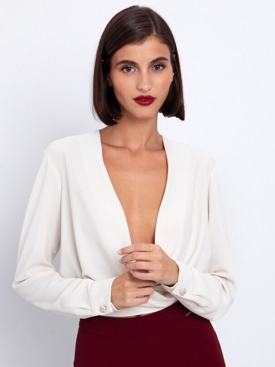 Damen Bluse Langärmelig Beige