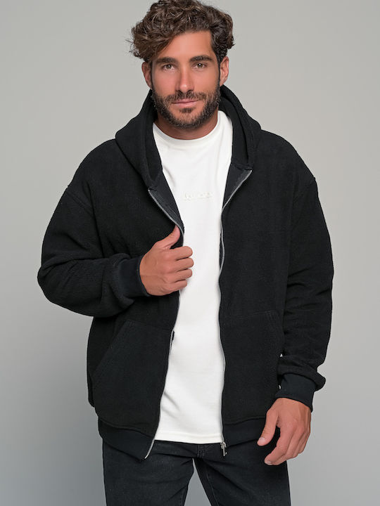 Ben Tailor Cardigan Bărbați Fleece Cu Glugă Negru