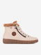 Leather Women's Ankle Boots with Fur Beige