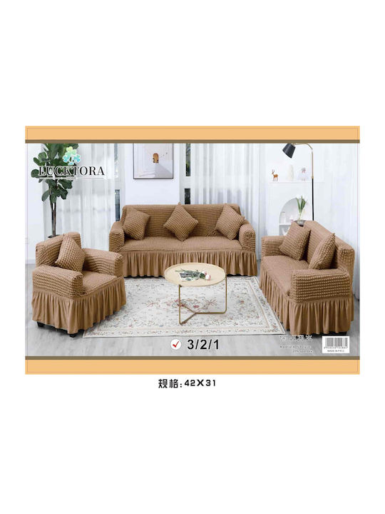Set Covers Living Room Three-Seater+Two-Seater+Armchair 1 Beige Lucktora