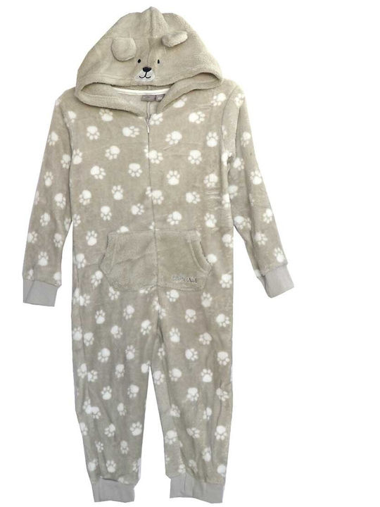 Kids' One-piece Pajamas Winter Fleece Coral, Γκρι Usrh022a