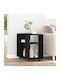 Rectangular Wooden Side Table with Wheels Black Oak 70x35x60 cm