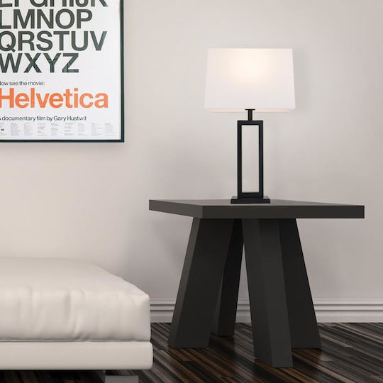 Aca Dennis Metal Table Lamp with White Shade and Black Base